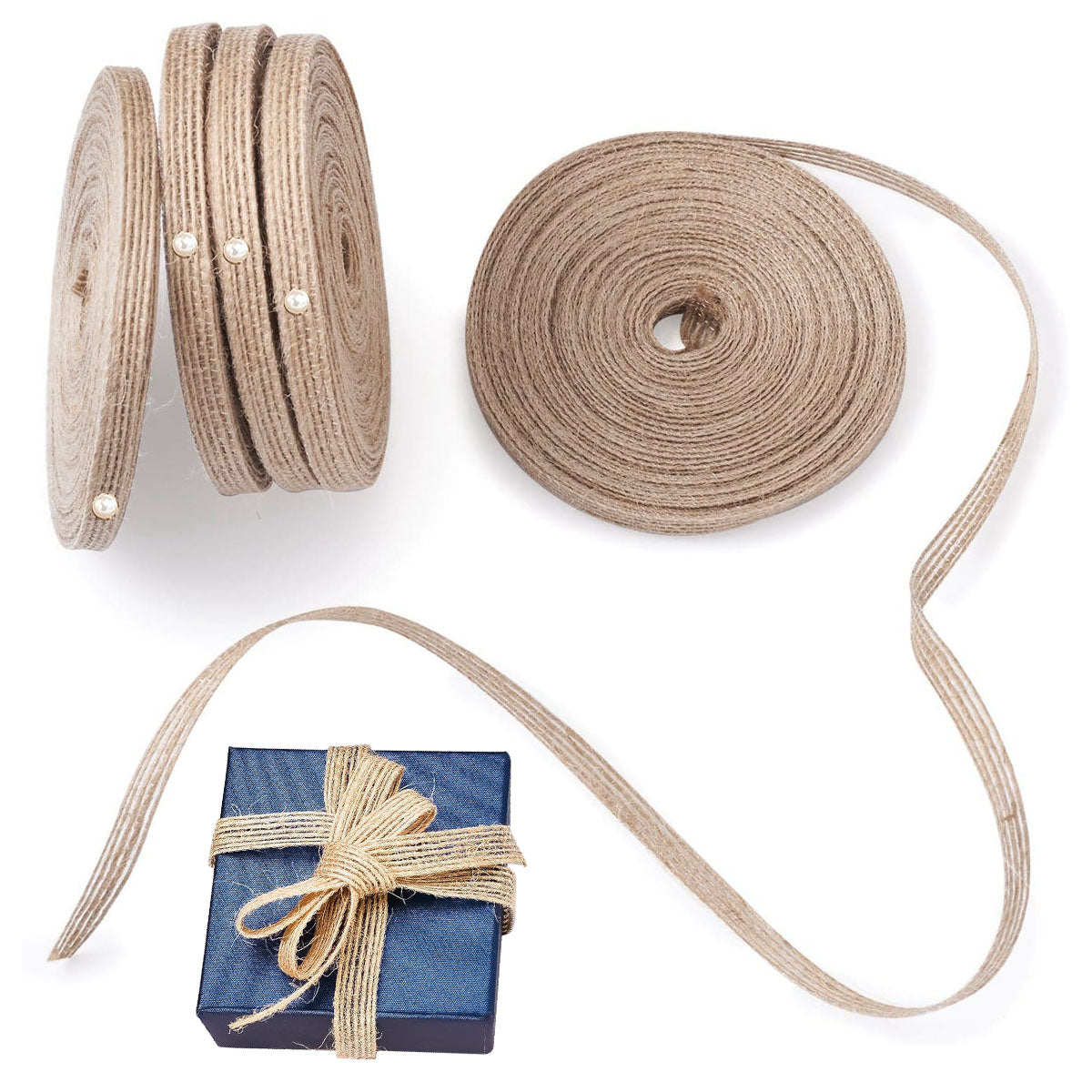 PATPAT 5 Rolls Jute Burlap Ribbon, 3.94 inches Creative Jute Cloth Roll Jute Rope for Craft Ribbons for Gift Wrapping, Event & Wedding Decorations, Gift Packing Materials Natural Fabric Roll Craft PATPAT 5 Rolls Jute Burlap Ribbon, 3.94 inches Creative Jute Cloth Roll Jute Rope for Craft Ribbons for Gift Wrapping, Event & Wedding Decorations, Gift Packing Materials Natural Fabric Roll Craft